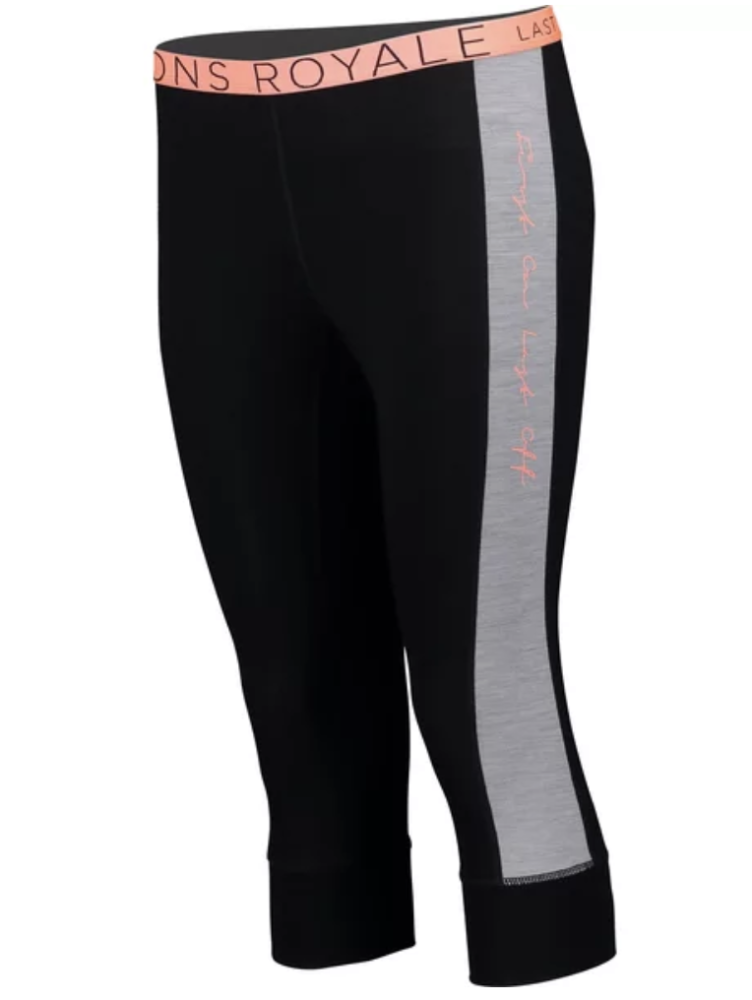 mons royale womens alagna 3/4 legging black / black birdseye S