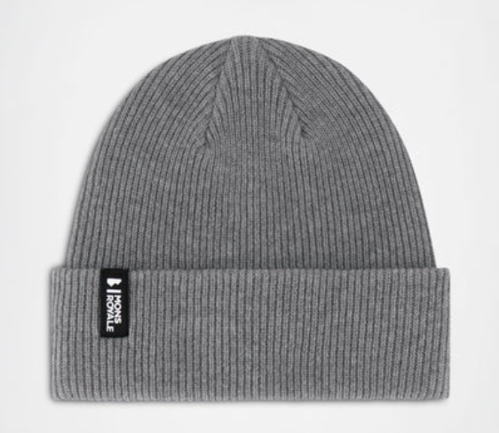 mons royale unisex chunky logger merino beanie charcoal marl - OS